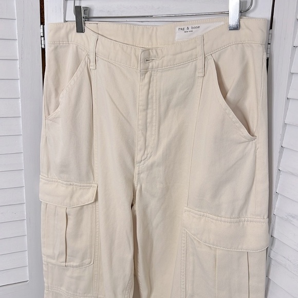 RAG & BONE * Ivory Cailyn Cargo Relaxed Straight Leg Jean Ecru Featherweight 30 - Picture 6 of 14